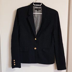 Linen+Rayon Navy Blue Blazer with Gold buttons